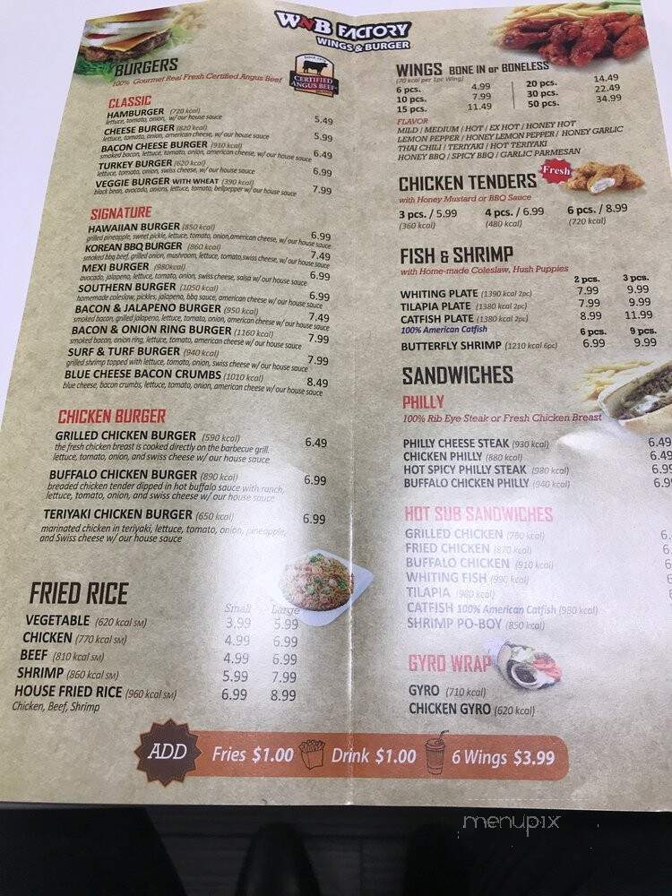 WNB Factory Wings & Burger - Conyers, GA menu_pic