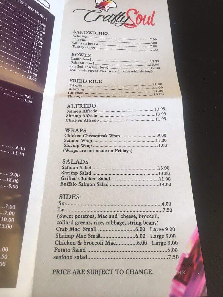 Crafty Soul - Philadelphia, PA menu_pic