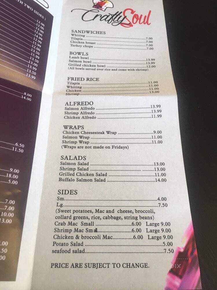Crafty Soul - Philadelphia, PA menu_pic