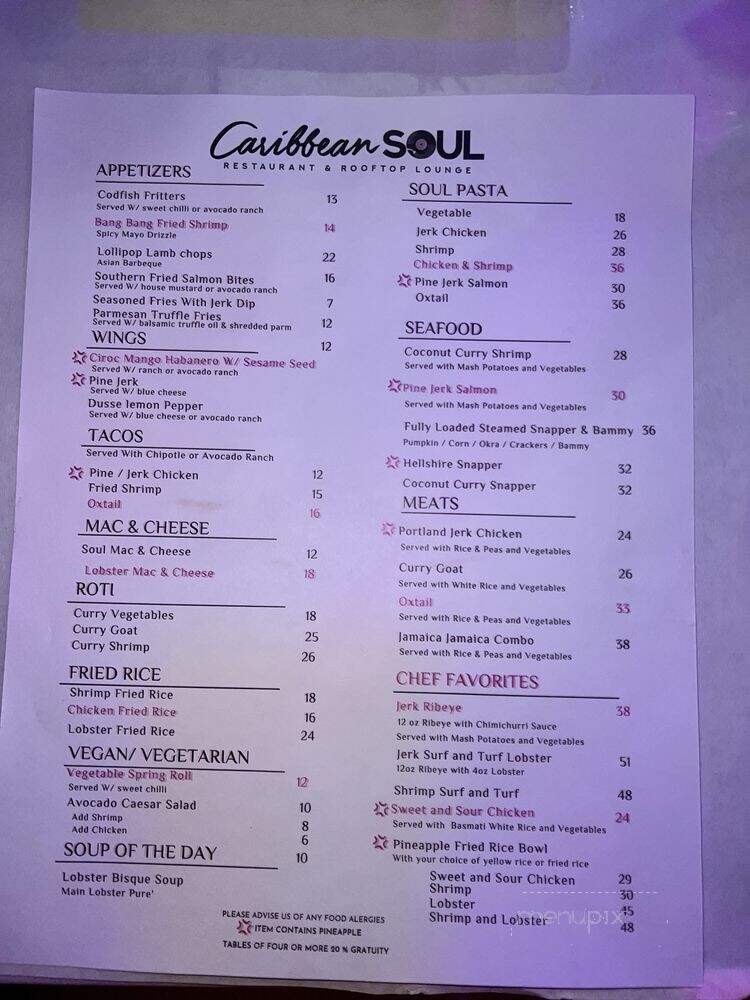 Caribbean Soul Rooftop Restaurant & Lounge - Rosedale, NY menu_pic