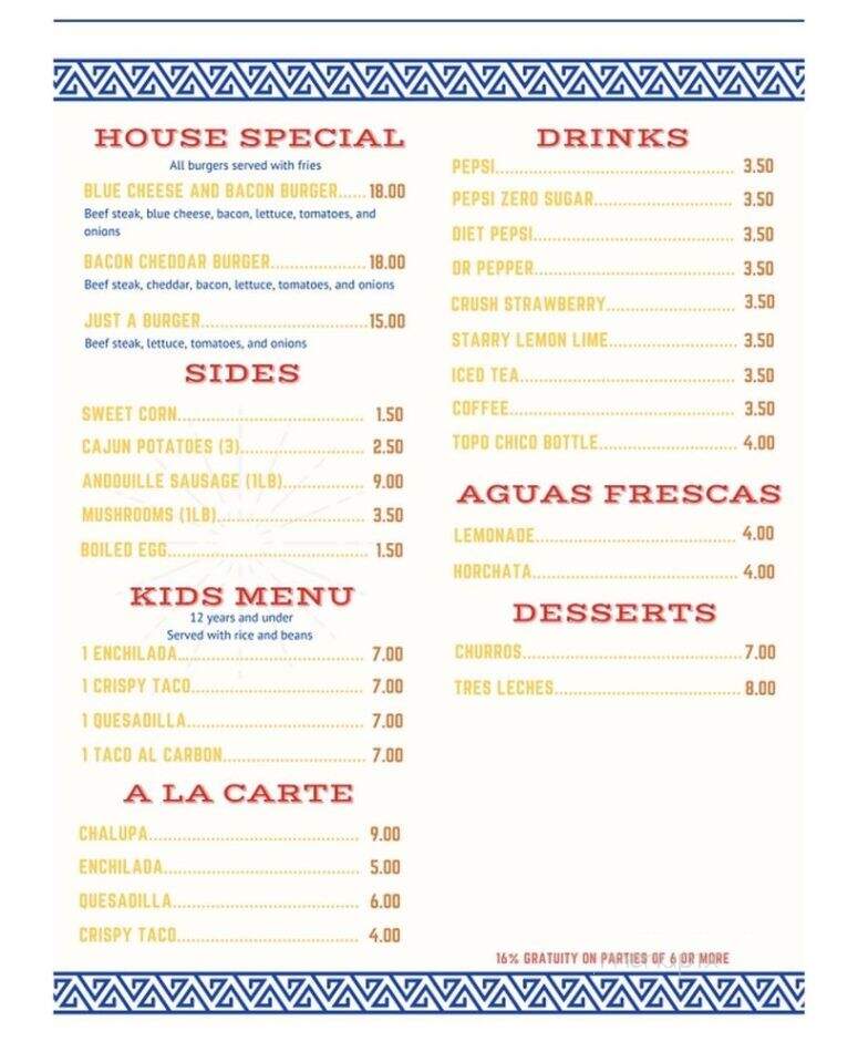 Alfred's Burger House - Houston, TX menu_pic