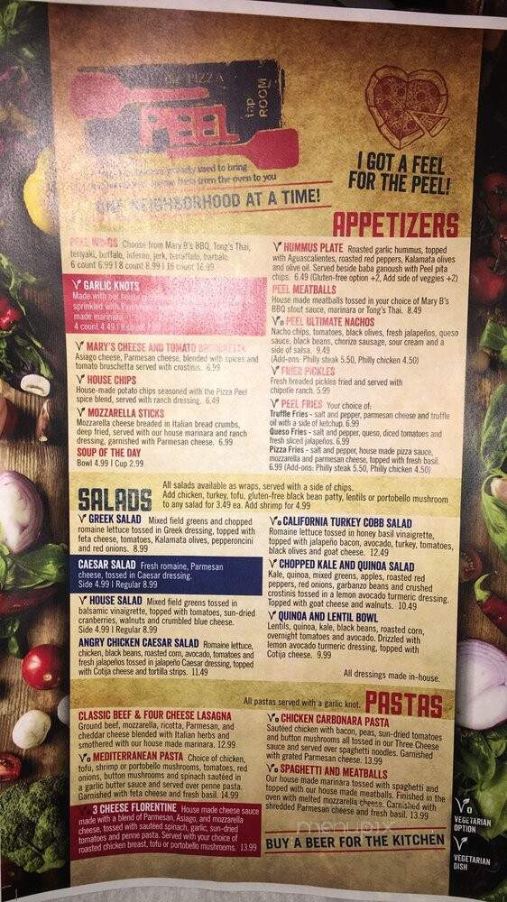 Pizza Peel & Tap Room - Matthews, NC menu_pic