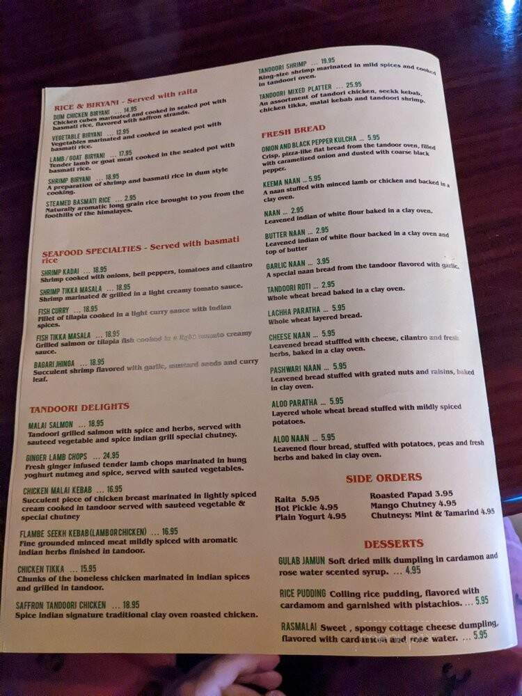Spice Indian Grill - Orlando, FL menu_pic