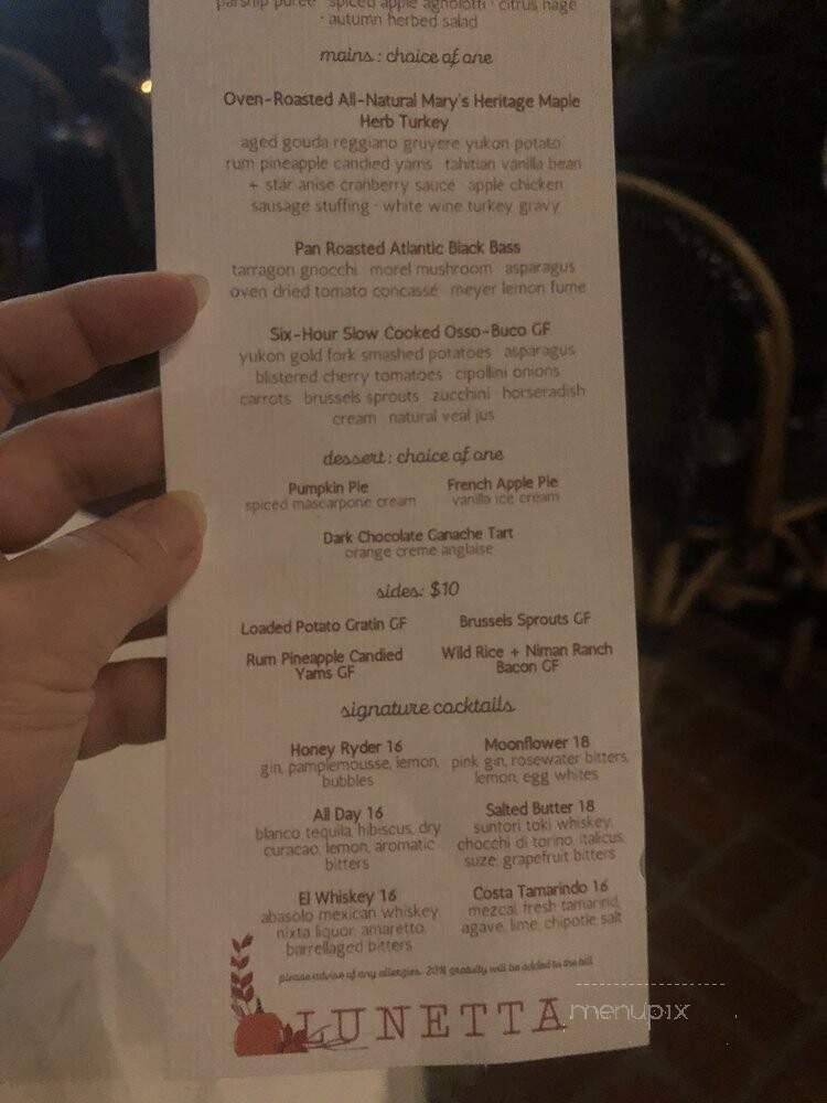 Lunetta Dining Room & Bar - Santa Monica, CA menu_pic