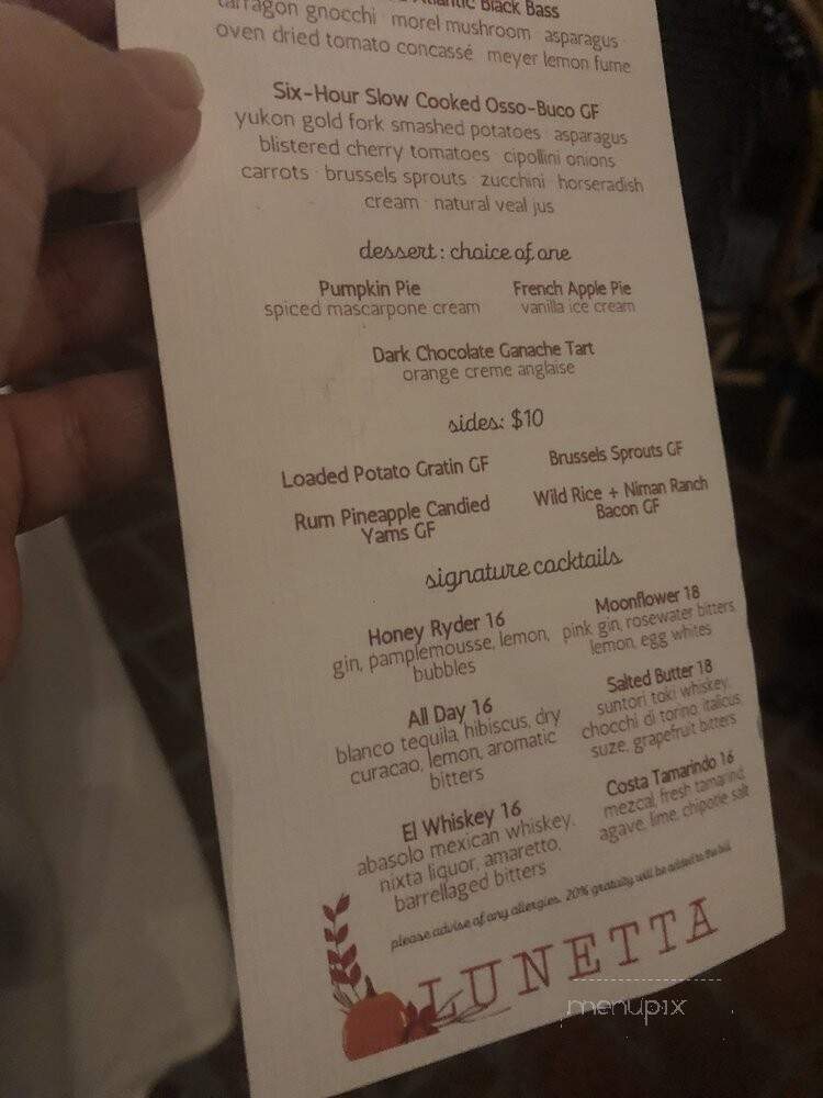 Lunetta Dining Room & Bar - Santa Monica, CA menu_pic
