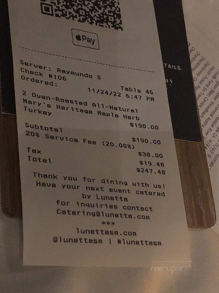 Lunetta Dining Room & Bar - Santa Monica, CA menu_pic