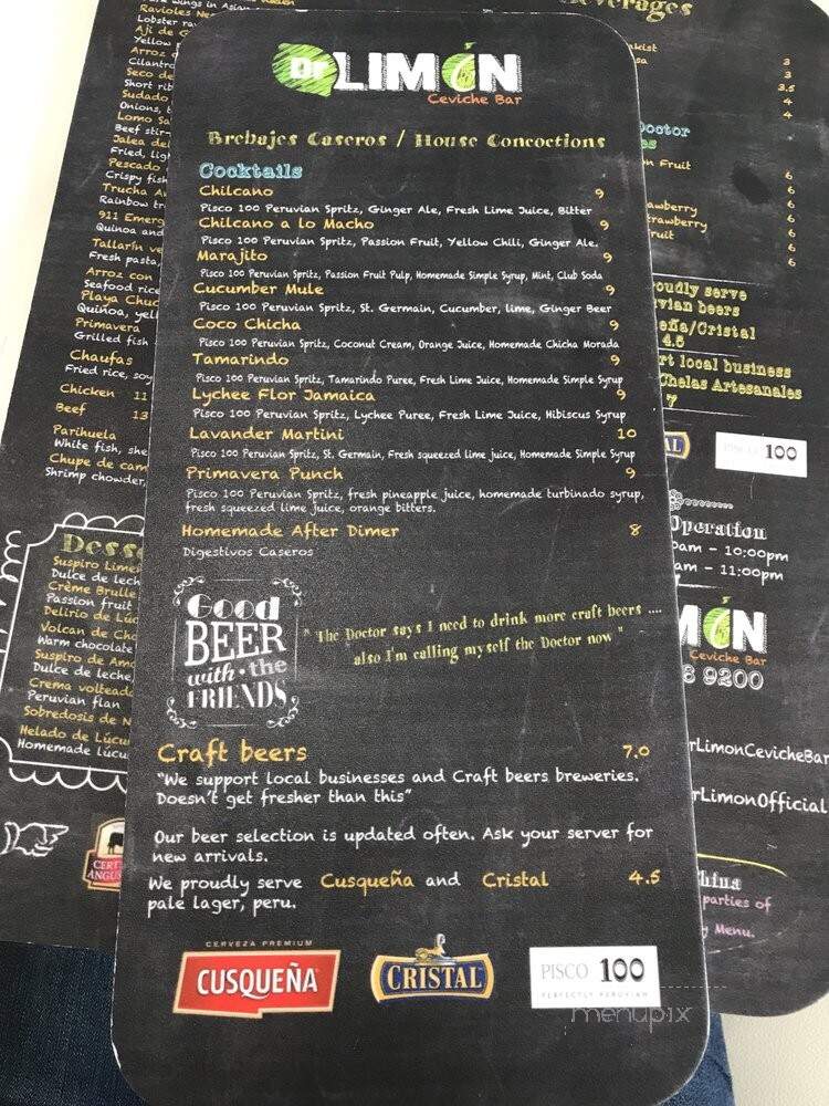Dr. Limon Ceviche Bar - Weston, FL menu_pic