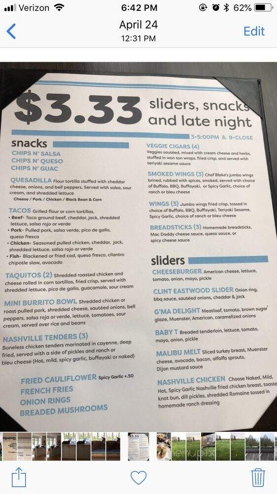 Sahm's Ale House | Carmel - Carmel, IN menu_pic