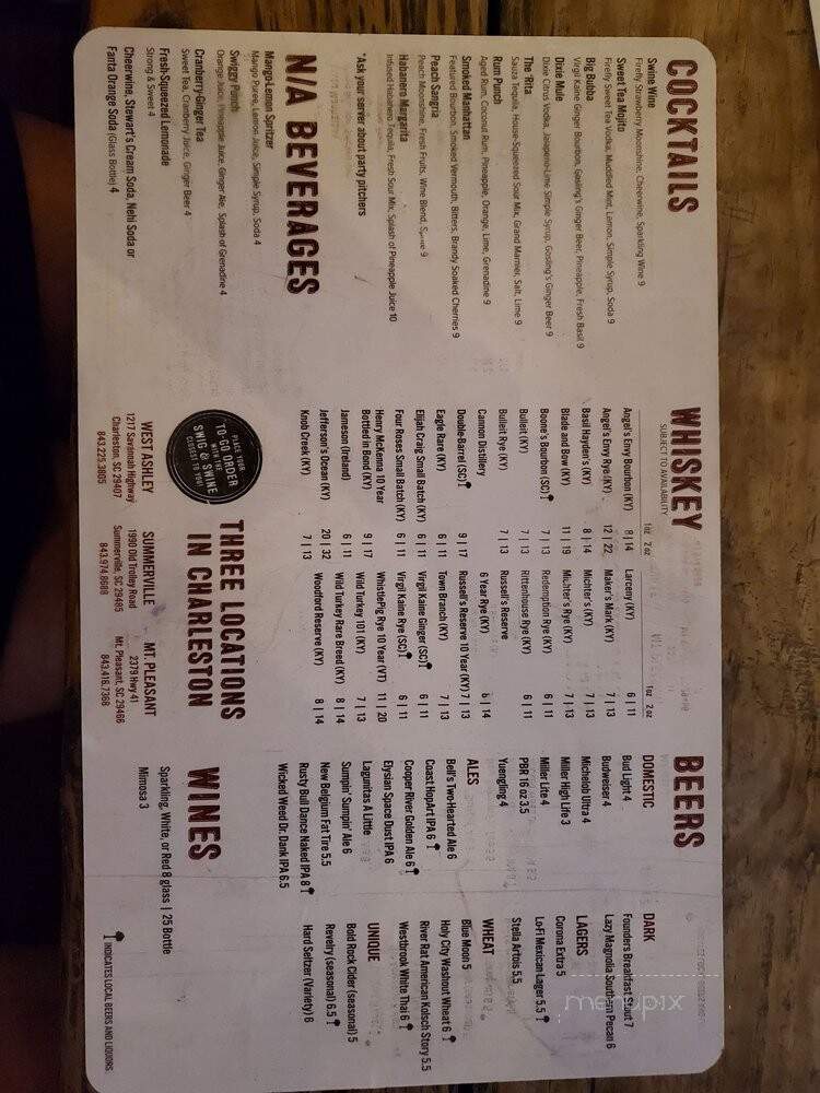 Swig and Swine - Mount Pleasant, SC menu_pic