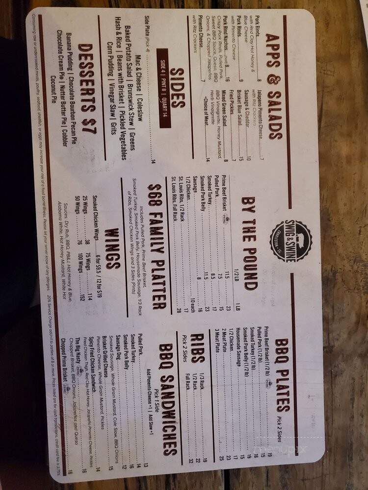 Swig and Swine - Mount Pleasant, SC menu_pic