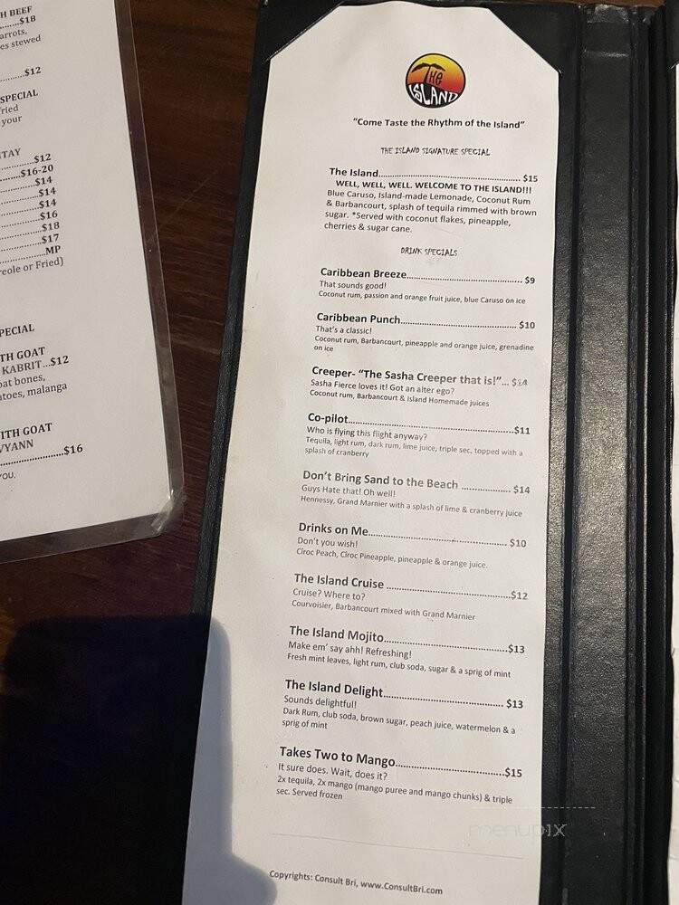 The Island Caribbean Cuisine & Drinks - Malden, MA menu_pic