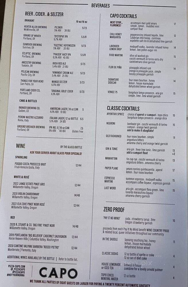 Pizza Capo - McMinnville, OR menu_pic