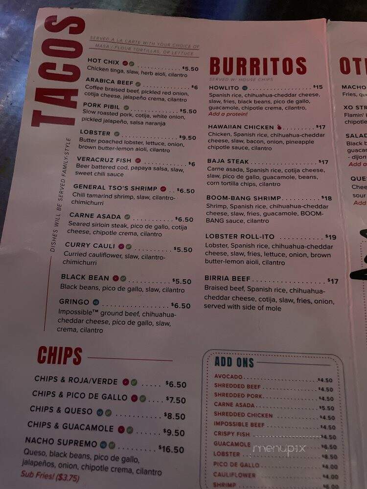 XO Taco - Syracuse, NY menu_pic