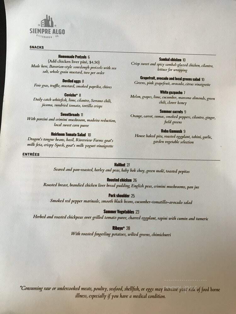 Siempre Algo - Pittsburgh, PA menu_pic