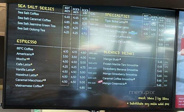 85 Degree C Bakery Cafe - San Francisco, CA menu_pic