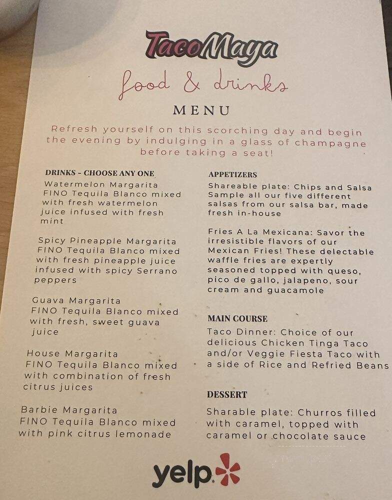 Taco Maya - Bloomingdale, IL menu_pic