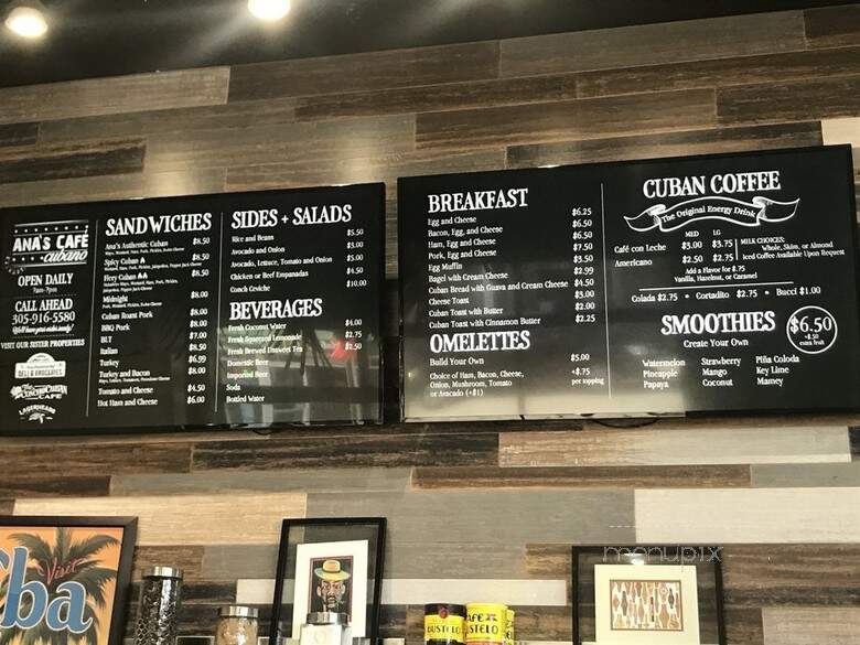 Ana's Cafe Cubano - Key West, FL menu_pic