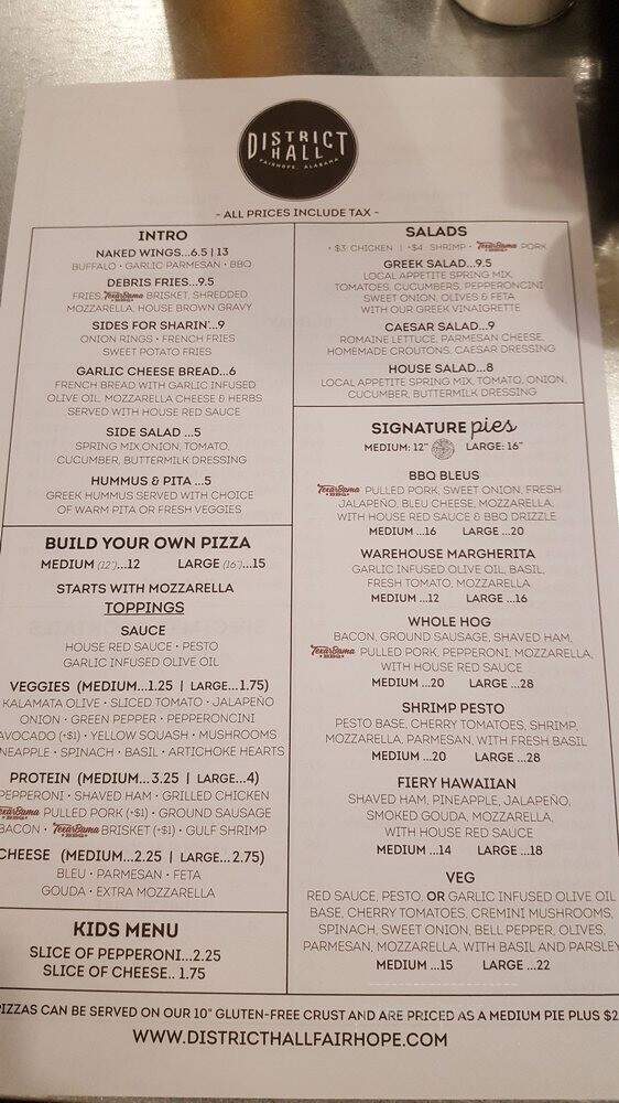 The District Hall - Fairhope, AL menu_pic