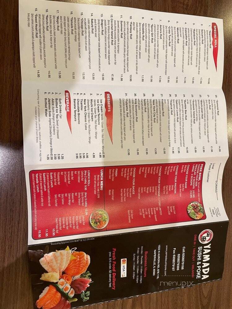 Yamada Sushi & Poke - Naperville, IL menu_pic