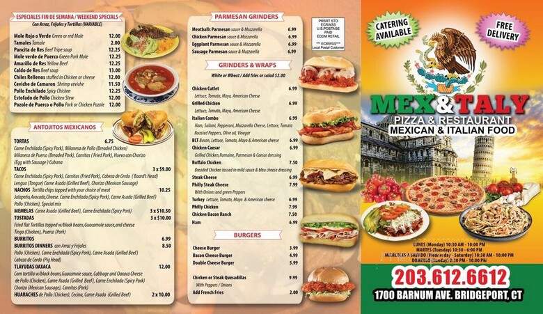 Mex&Taly Pizzeria - Bridgeport, CT menu_pic