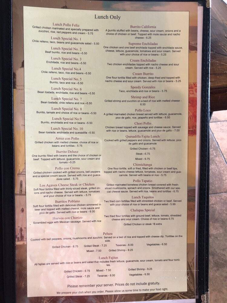 Los Agaves - Thomasville, NC menu_pic