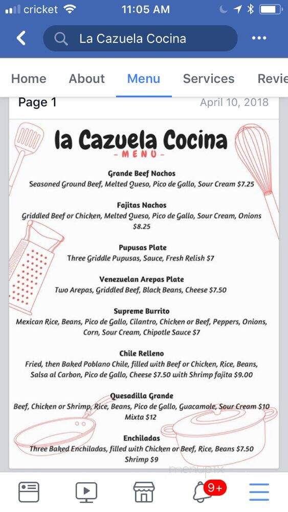 La Cazuela Cocina - Galveston, TX menu_pic