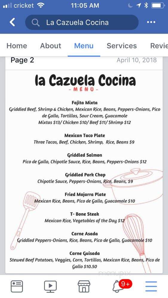 La Cazuela Cocina - Galveston, TX menu_pic