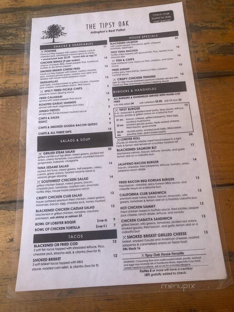 The Tipsy Oak - Arlington, TX menu_pic