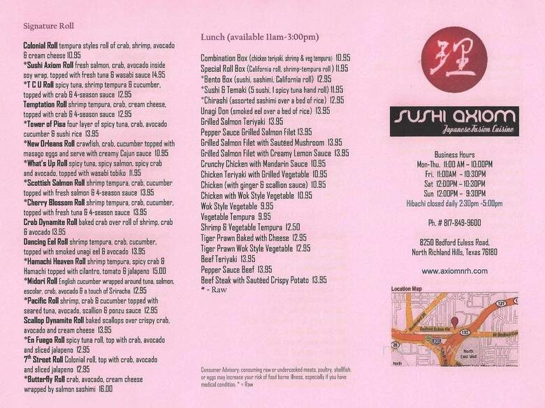 Sushi Axiom - North Richland Hills, TX menu_pic