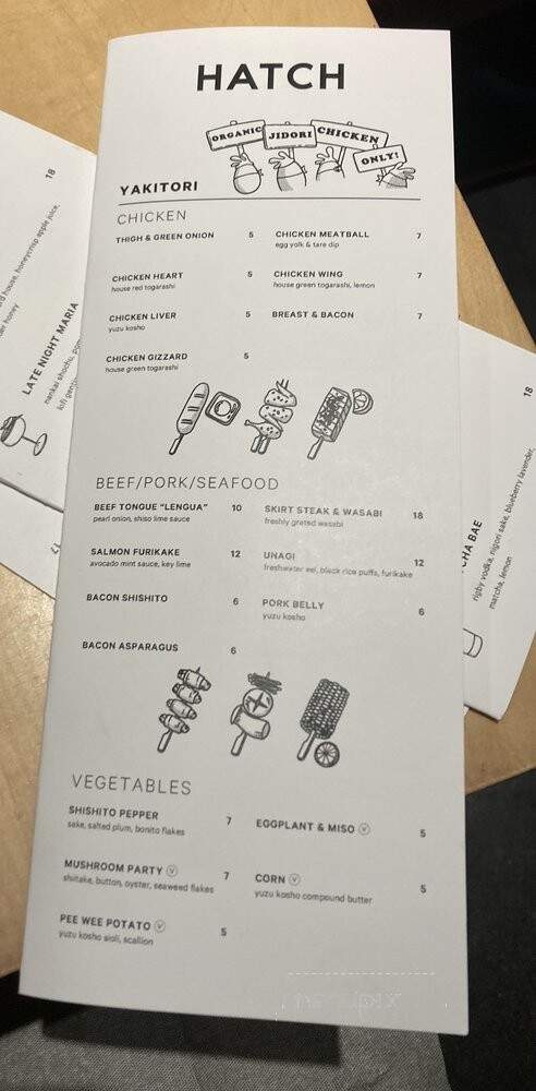 HATCH Yakitori + Bar - Los Angeles, CA menu_pic
