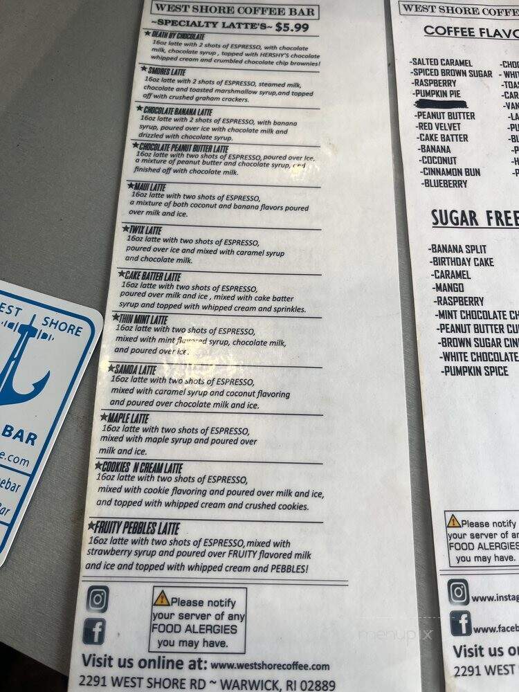 West Shore Coffee Bar - Warwick, RI menu_pic
