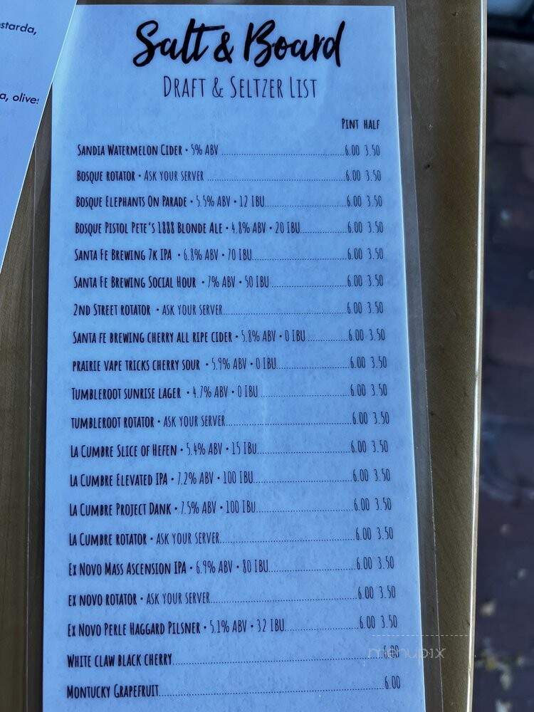 Salt and Board - Albuquerque, NM menu_pic