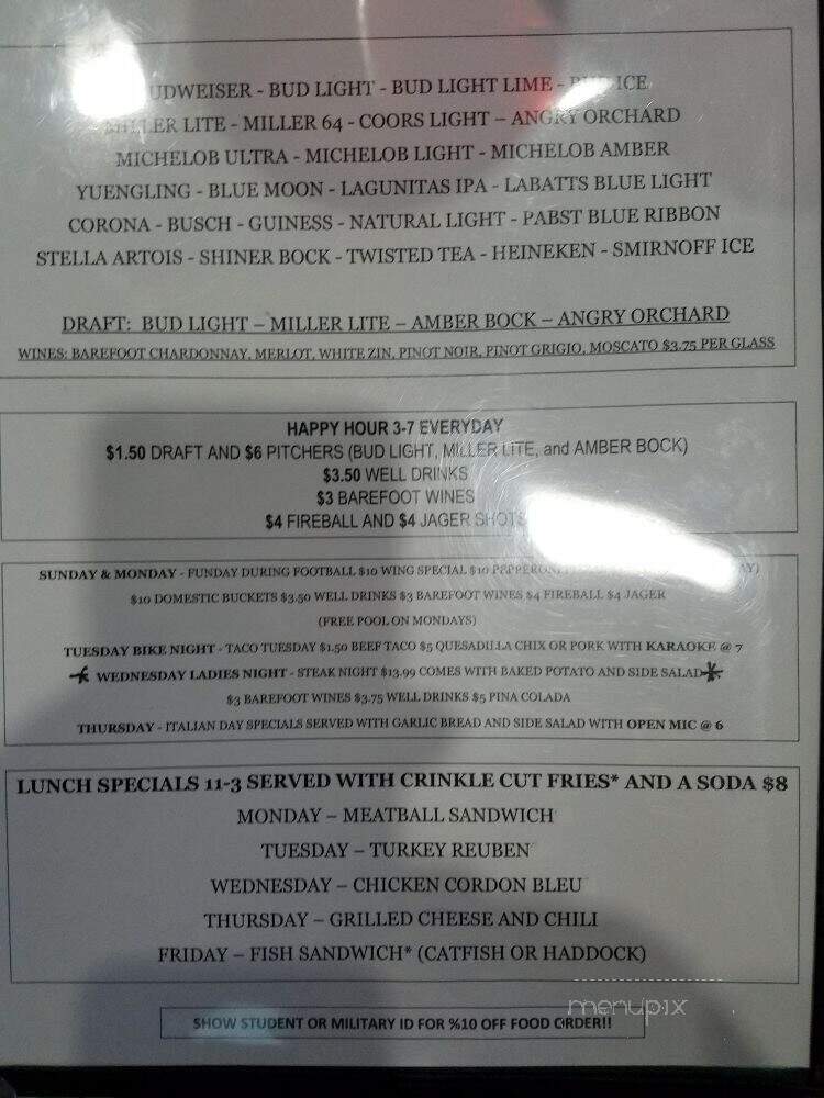 Memories Bar & Grill - La Vergne, TN menu_pic