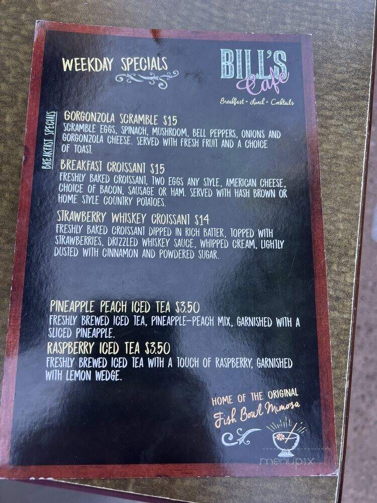 Bill's Cafe - San Jose, CA menu_pic