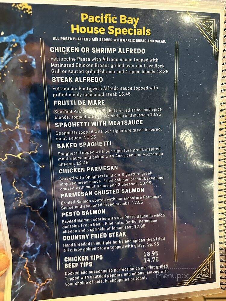 The Pacific Bay Steak & Seafood Restaurant - Danville, VA menu_pic