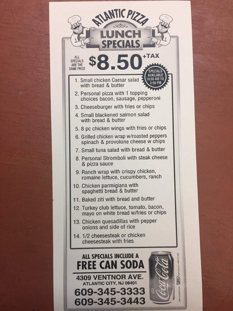 Atlantic Pizza - Atlantic City, NJ menu_pic