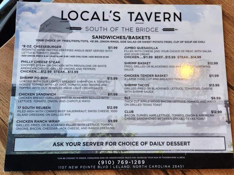 Locals Tavern - Leland, NC menu_pic
