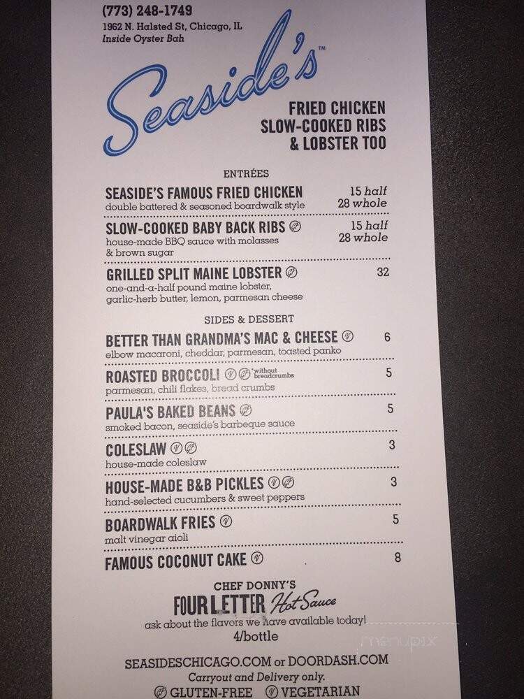 Seaside's - Chicago, IL menu_pic