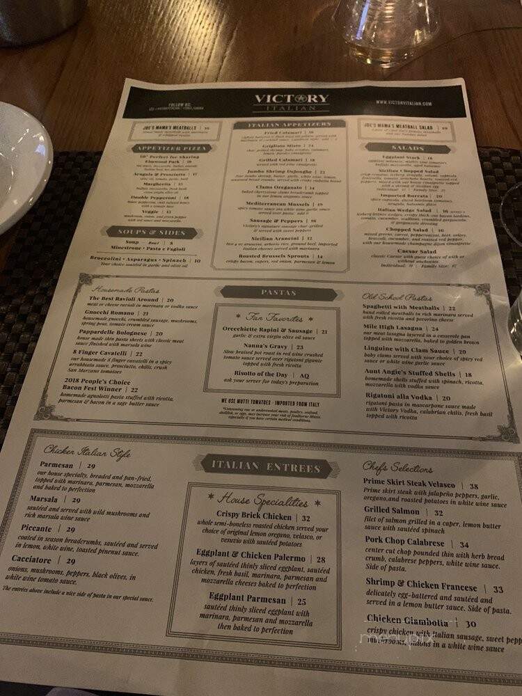 Victory Italian - Chicago, IL menu_pic