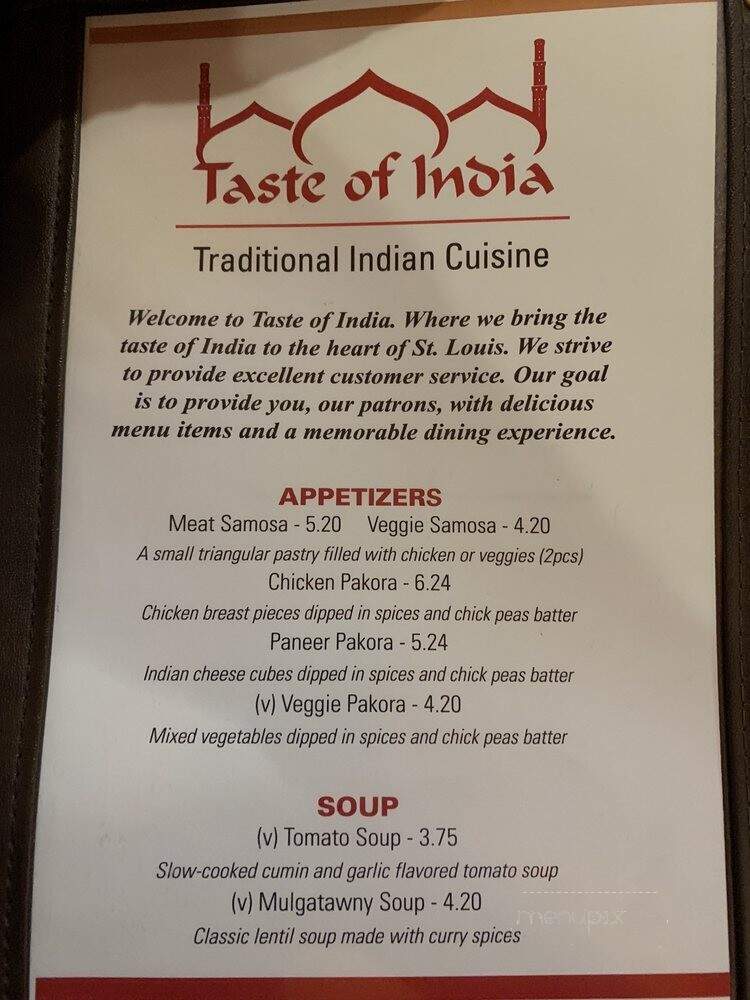 Taste of India - St. Louis, MO menu_pic