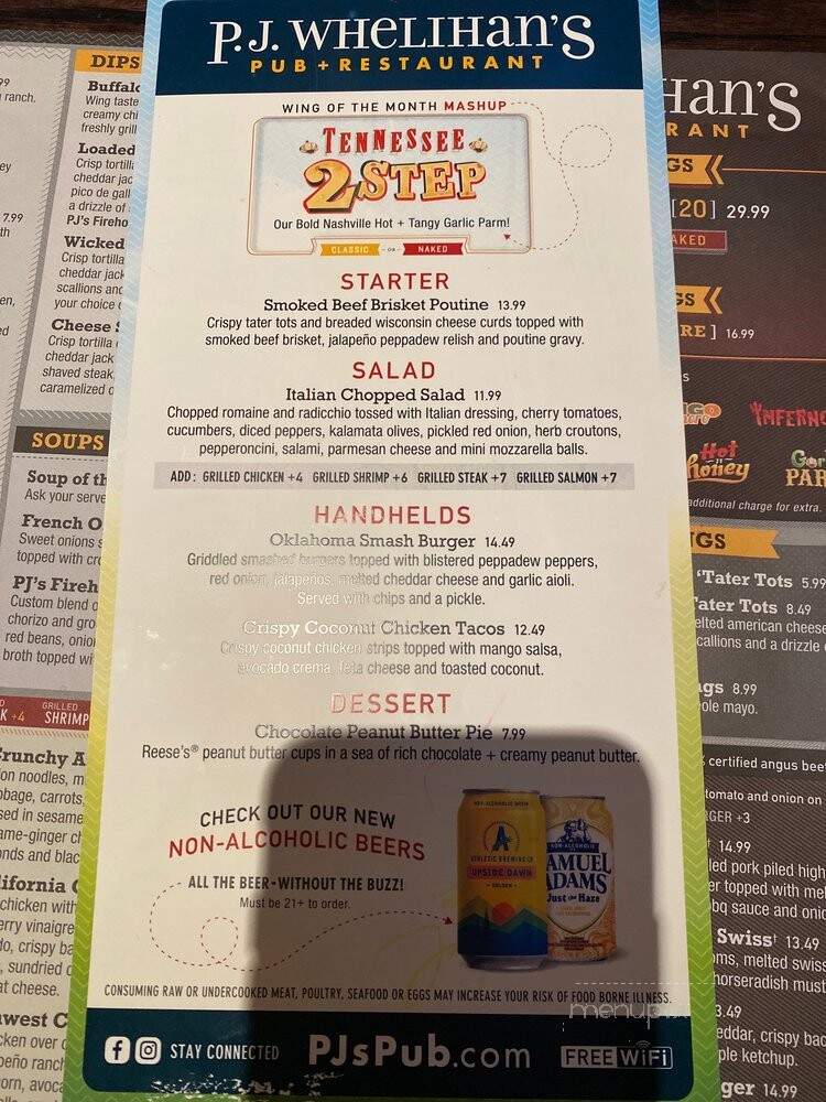 P.J. Whelihan's Pub + Restaurant - Lancaster, PA menu_pic