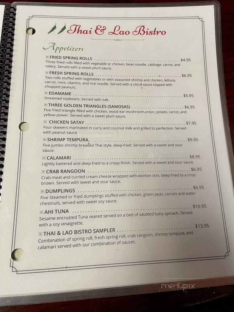 Thai & Lao Bistro - Jacksonville, FL menu_pic