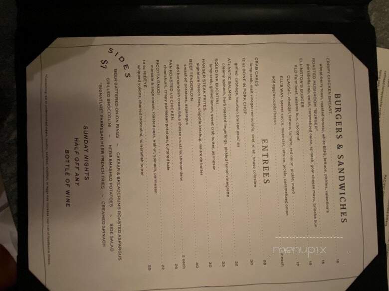 Ellington's Mid Way Bar & Grill - Nashville, TN menu_pic