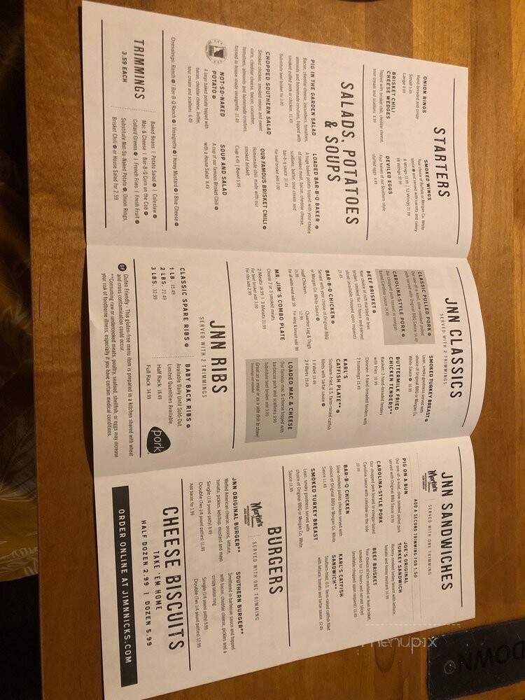 Jim 'N Nick's Bar-B-Q - Pooler, GA menu_pic