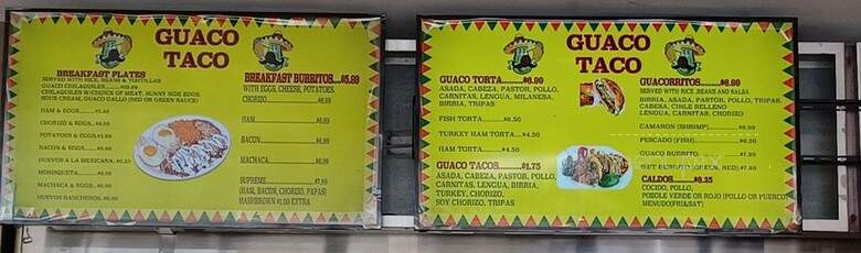 Guaco Taco - Azusa, CA menu_pic