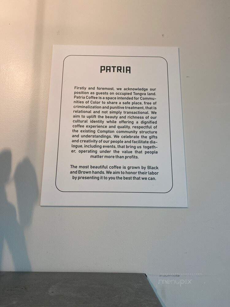 Patria Coffee - Compton, CA menu_pic