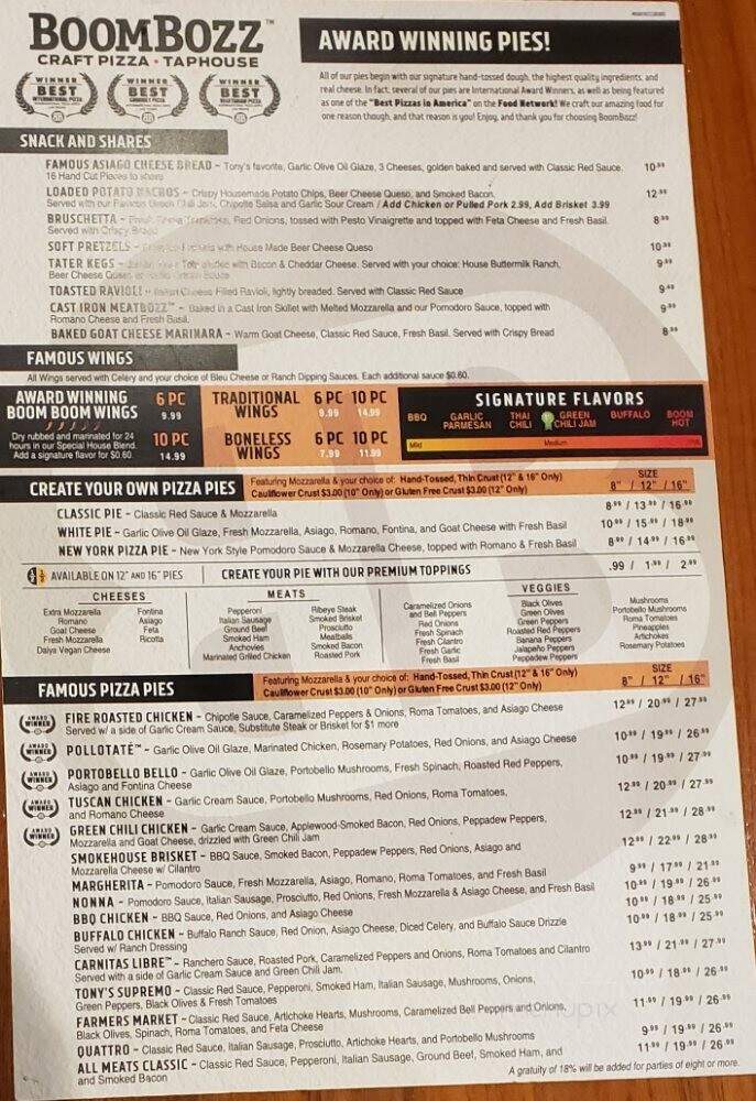 Boombozz Craft Pizza & Taphouse - Murfreesboro, TN menu_pic