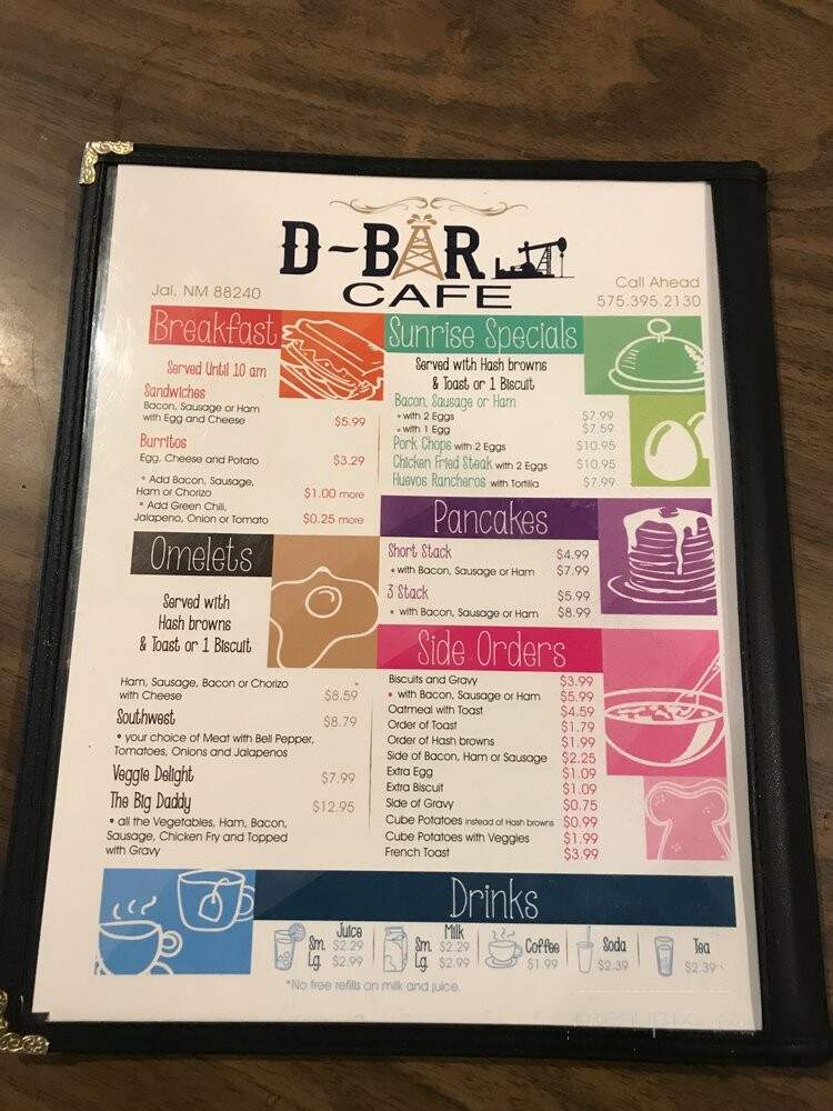 D Bar Cafe - Jal, NM menu_pic