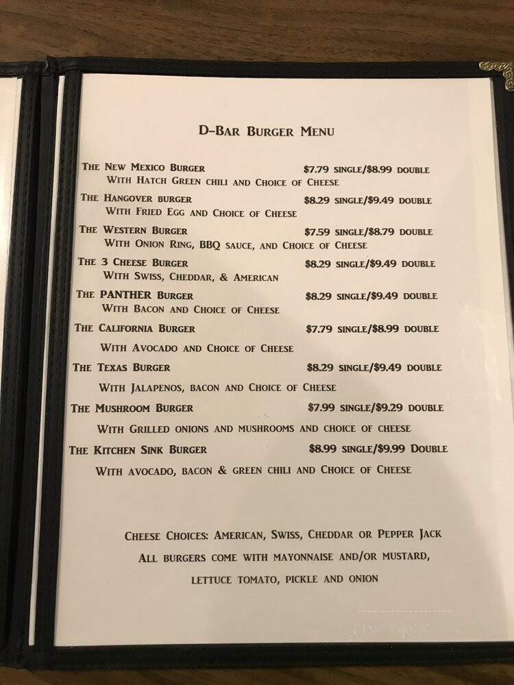 D Bar Cafe - Jal, NM menu_pic
