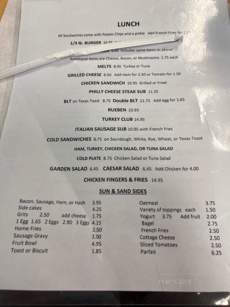 Sun & Sand Cafe - Ormond Beach, FL menu_pic